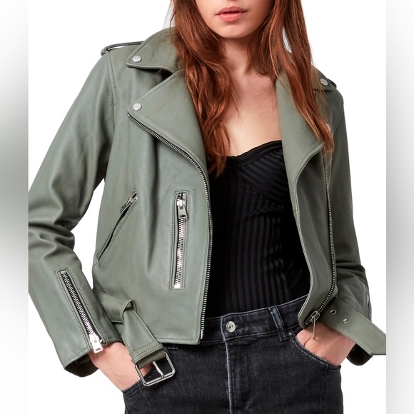 Allsaints Balfern biker jacket sage green - Picture 2 of 6